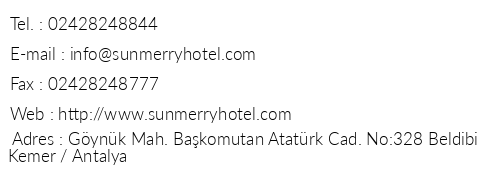 Sunmerry Hotel telefon numaralar, faks, e-mail, posta adresi ve iletiim bilgileri